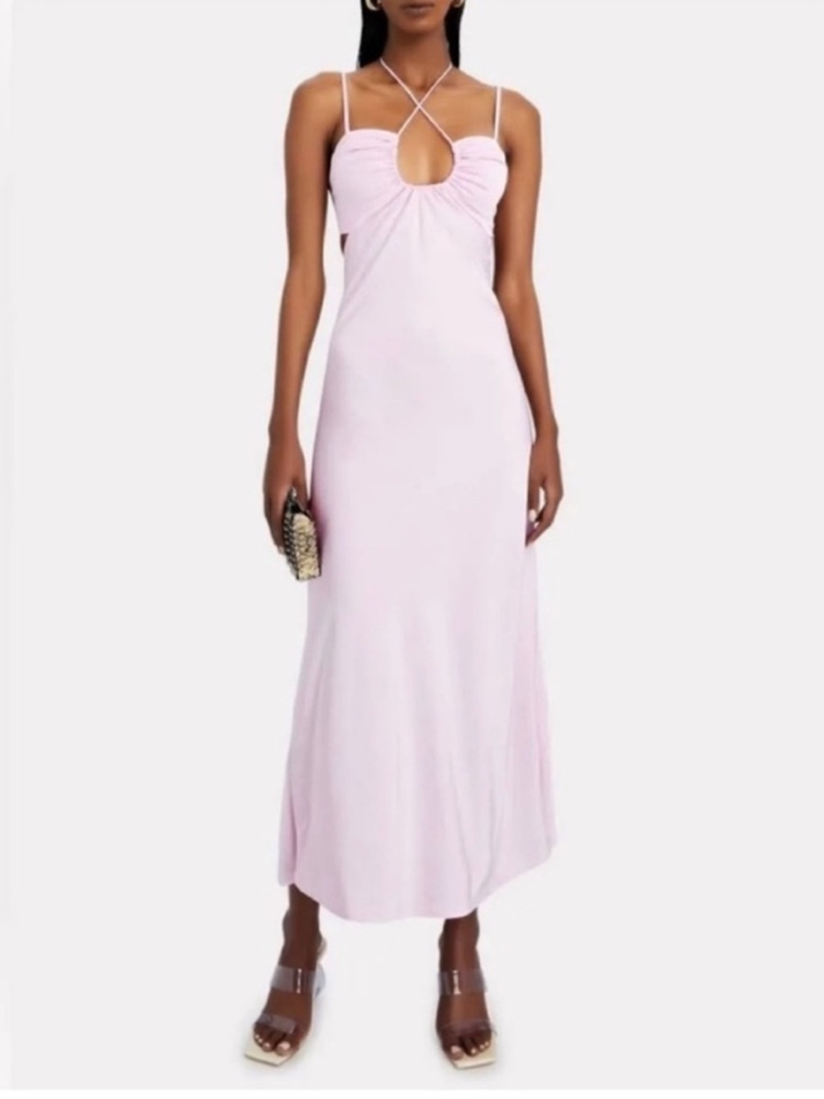 Nwt A.L.C. Sienna Halter Neck Satin Cutout Midi Maxi Dress In Tuberose Pink 10